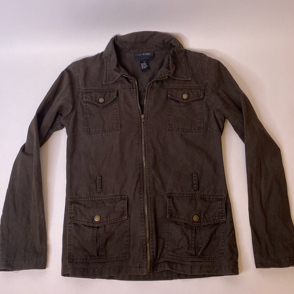 Outer Edge Dark Brown Casual Full Zip Jacket